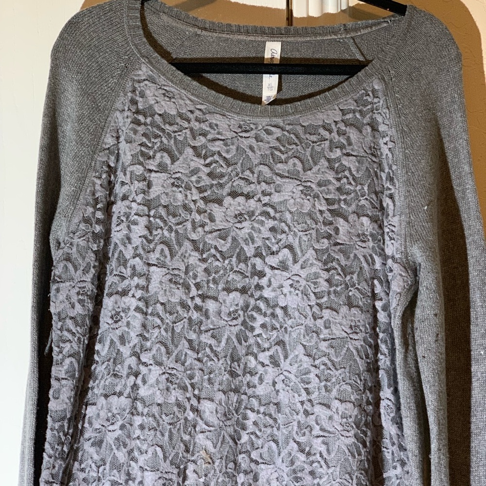 ⛄️Aeropostale Grey Lace Sweater Size XL